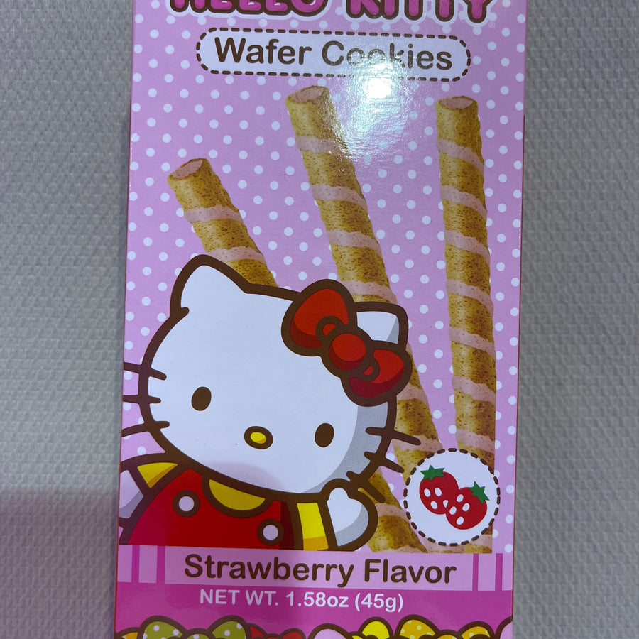 Hello Kitty Wafer Cookies – Strawberry Flavor — front of pack at Exotic Snaxx Chicago