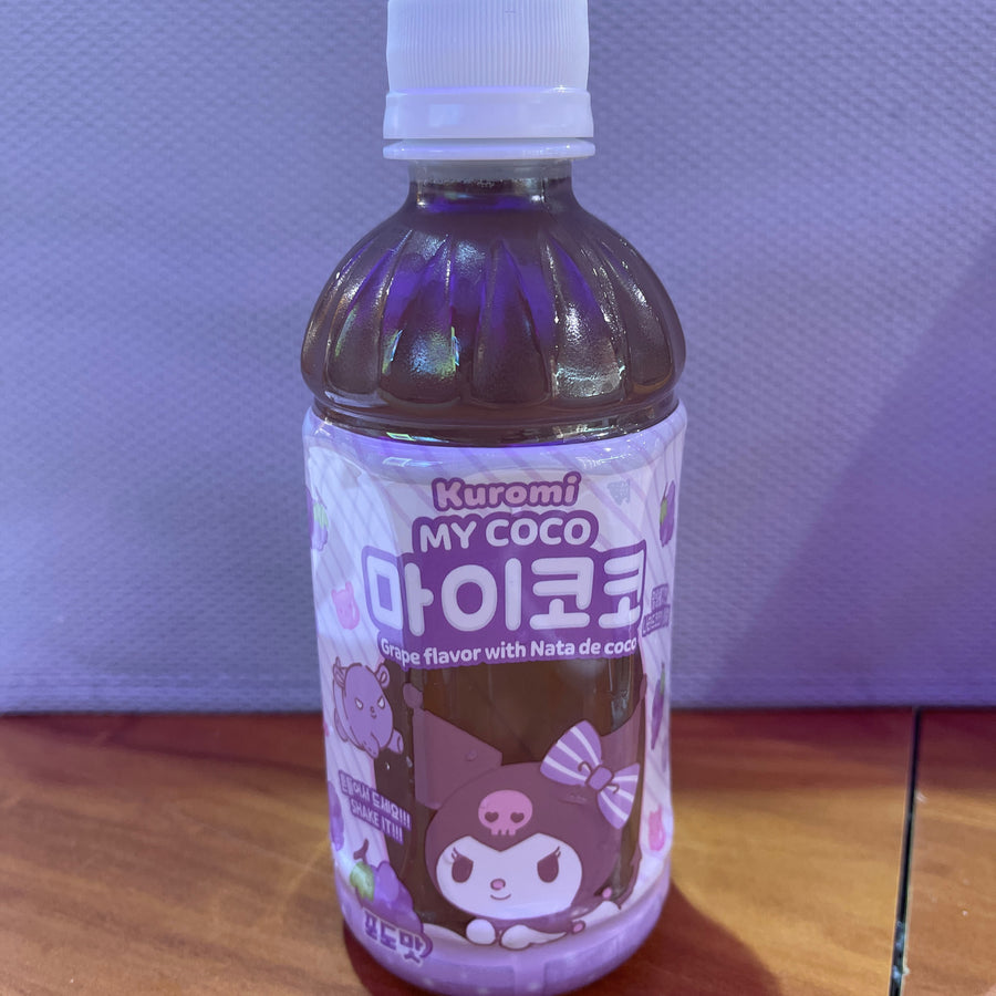 Kuromi My Coco Grape with Nata de Coco – 13.5 fl oz (400 mL) (Product of Korea — front of pack at Exotic Snaxx Chicago