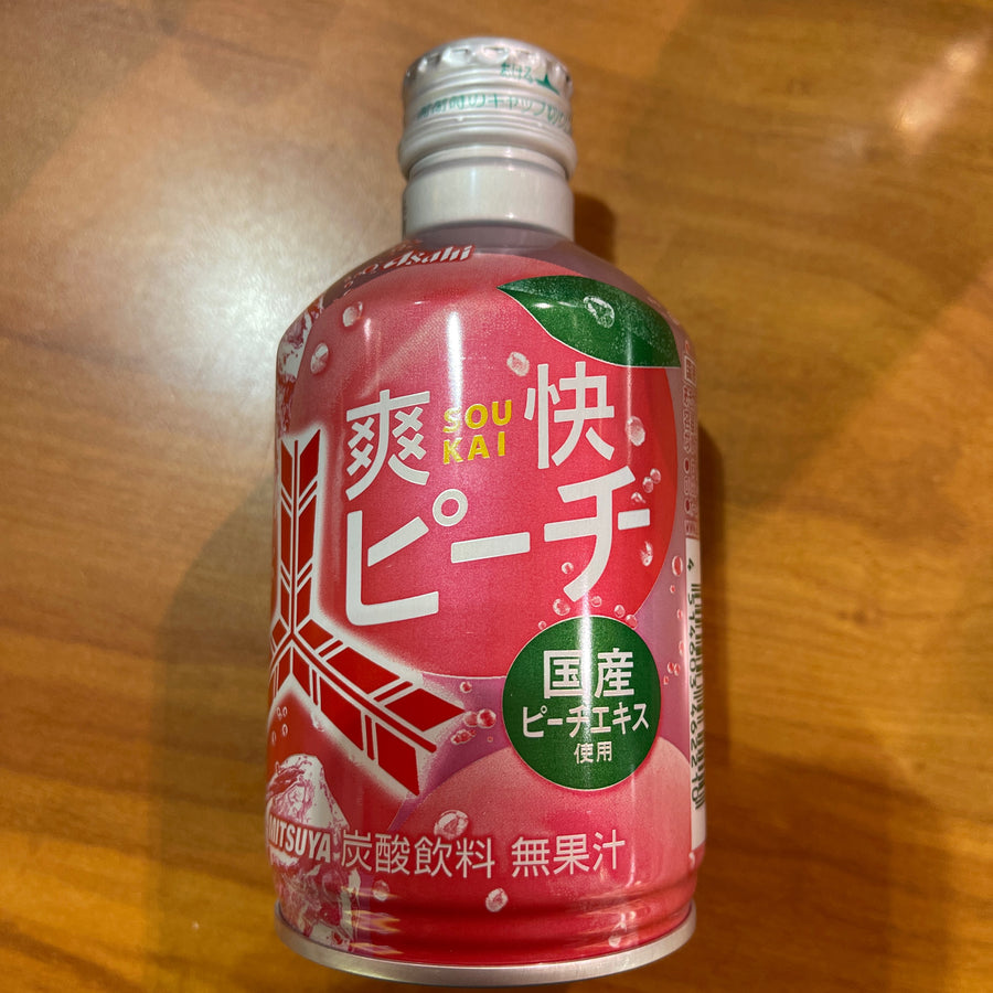 Mitsuya Soukai Peach sparkling soda — front of pack at Exotic Snaxx Chicago