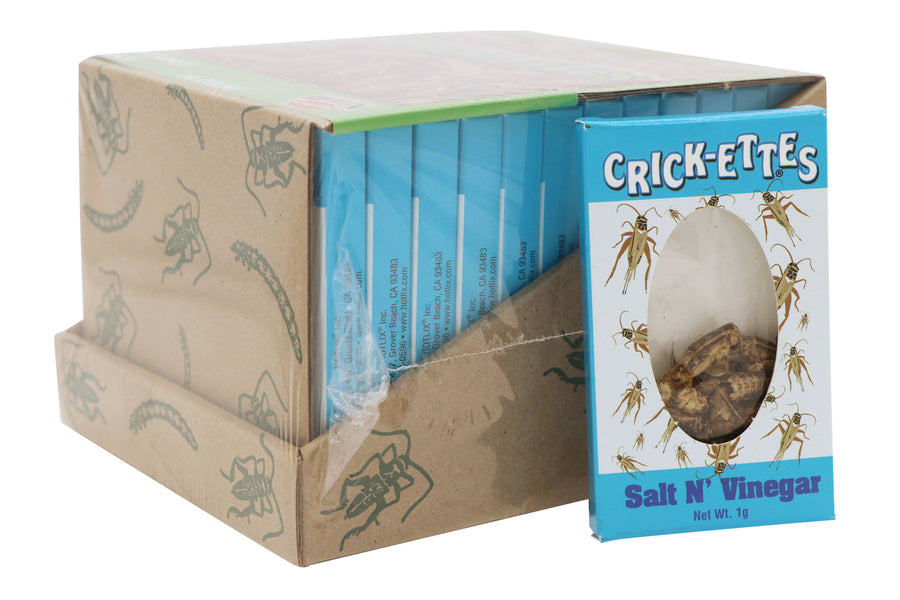 Crick-ettes Salt N' Vinegar, 1g — front of pack at Exotic Snaxx Chicago