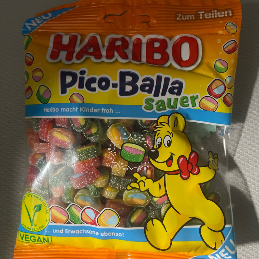 Haribo Pico-Balla Sauer (Germany) — front of pack at Exotic Snaxx Chicago