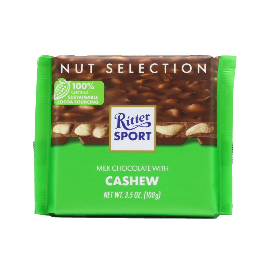 Ritter Chocolate Cashew Milk Chocolate Bar Germany — front of pack at Exotic Snaxx Chicago