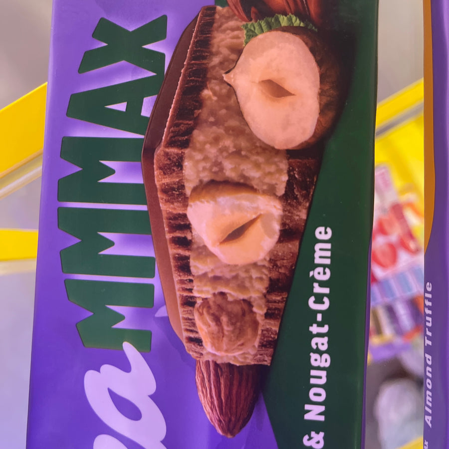 Milka Nuts Nougat 300 Germany — front of pack at Exotic Snaxx Chicago