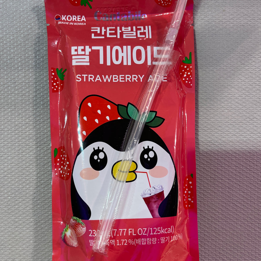 Cantabile Strawberry Ade Pouch (Korea) — front of pack at Exotic Snaxx Chicago