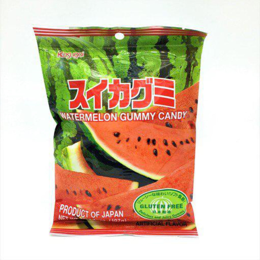 Kasugai Watermelon Gummy Candy(Japan) — front of pack at Exotic Snaxx Chicago