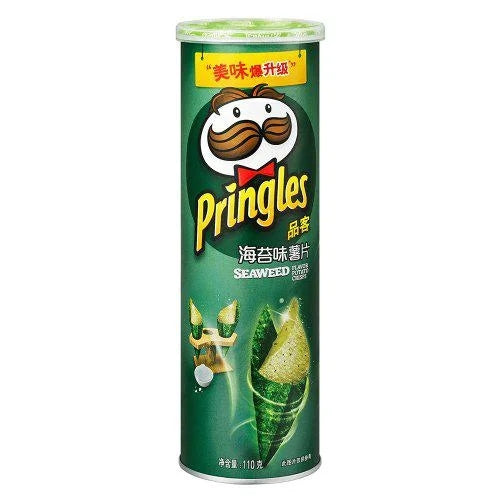 Pringles Potato Chips Seaweed Flavor 110g — front of pack at Exotic Snaxx Chicago