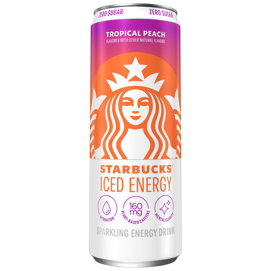 Starbucks ICED Energy Tropical Peach — front of pack at Exotic Snaxx Chicago