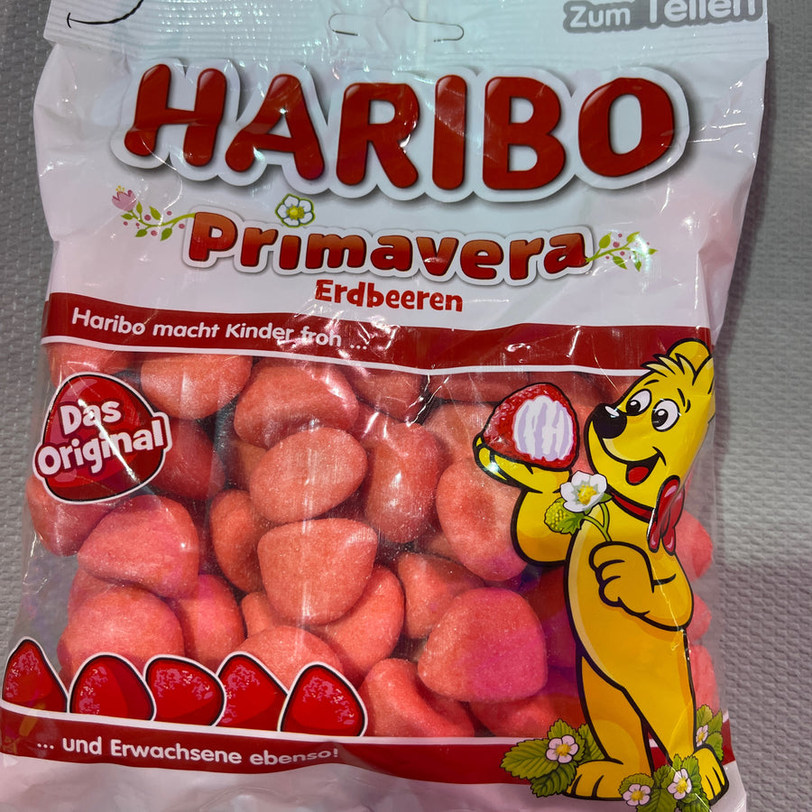 Haribo Primavera Erdbeeren Strawberry ( Germany ) — front of pack at Exotic Snaxx Chicago