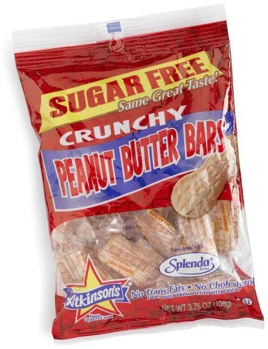 Atkinson S Sugar-Free Peanut Butter Bars oz — front of pack at Exotic Snaxx Chicago