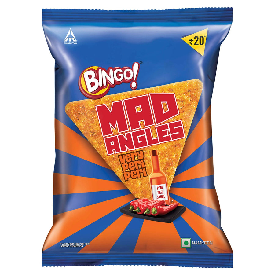Bingo! Mad Angle Very Peri Peri INDIA — front of pack at Exotic Snaxx Chicago