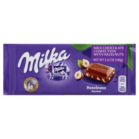 Milka Chocolate Hazelnut Germany — front of pack at Exotic Snaxx Chicago