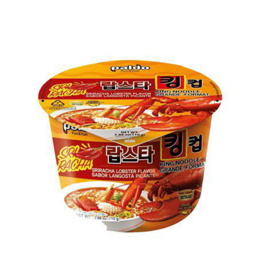 Paldo King Cup Lobster Sriracha Ramen (110g) — front of pack at Exotic Snaxx Chicago