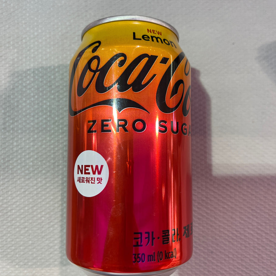 Coca Cola Lemon Drop Can Zero Sugar ( Korea ) — front of pack at Exotic Snaxx Chicago