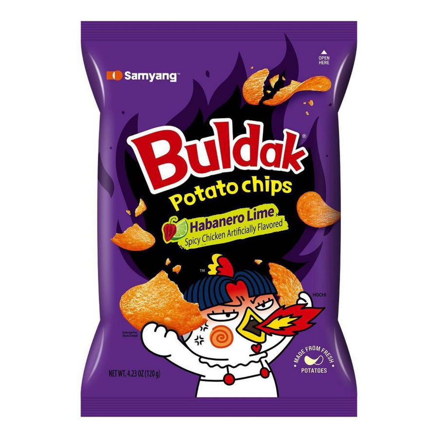Samyang Buldak Habanero Lime Potato Chips — front of pack at Exotic Snaxx Chicago
