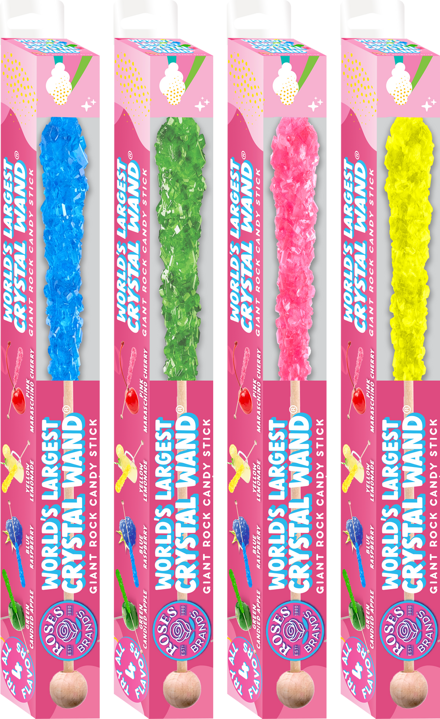 Roses World's Largest Crystal Wand, Giant Rock Candy — front of pack at Exotic Snaxx Chicago