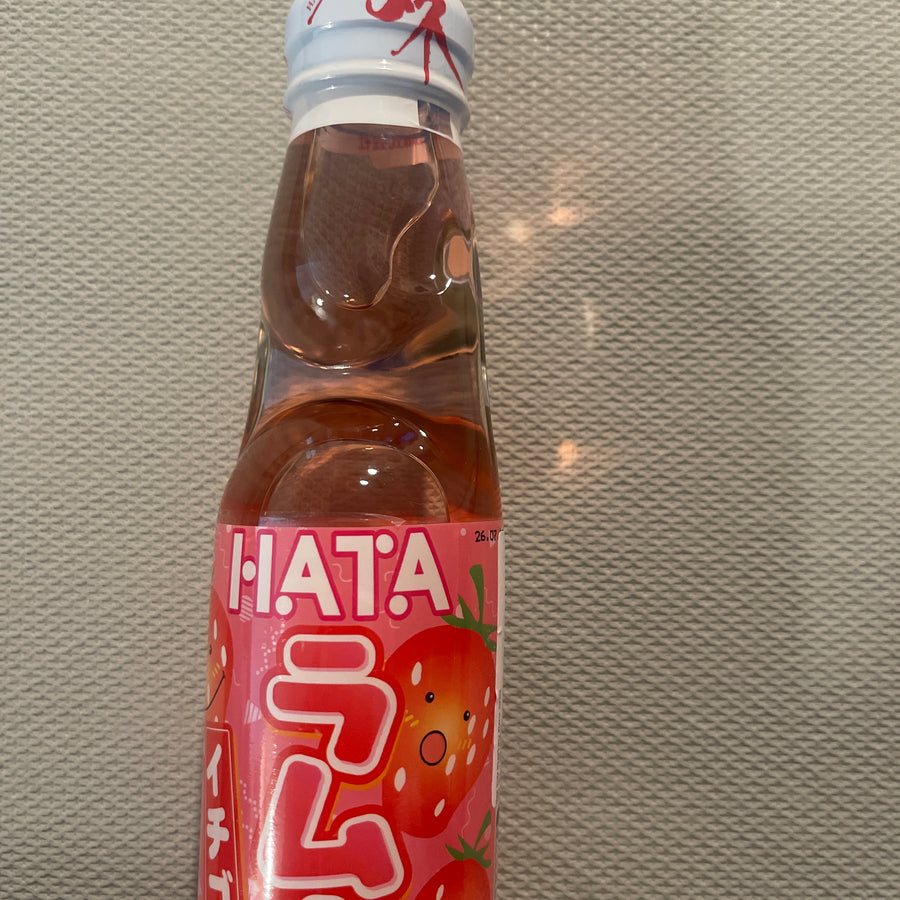 Hata Ramune Strawberry (Japan) — front of pack at Exotic Snaxx Chicago