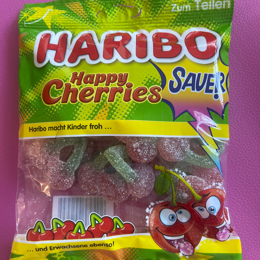 Haribo Happy Cherries Sour (Austria) — front of pack at Exotic Snaxx Chicago