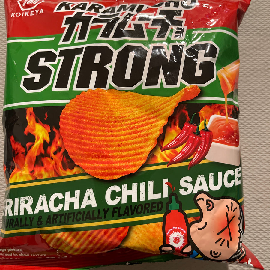 Koikeya Karamucho Strong – Sriracha Chili Sauce (Japan) — front of pack at Exotic Snaxx Chicago