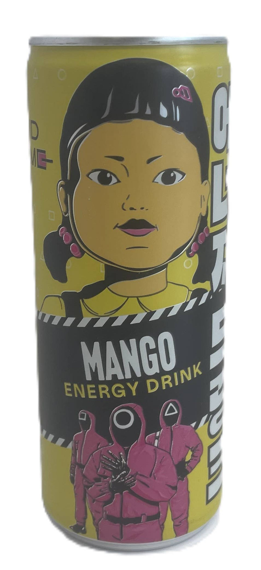 Squid Game Energy Drink - Mango, 250ml can — front of pack at Exotic Snaxx Chicago