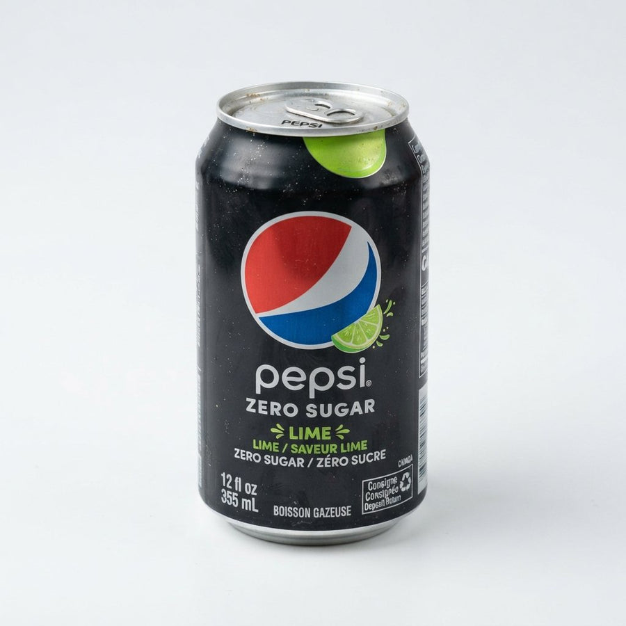 Pepsi Zero Sugar Lime - 12 oz / 355ml Can - Canadian Flavor — front of pack at Exotic Snaxx Chicago