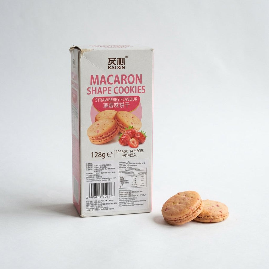 Macaron Shape Cookies Strawberry — front of pack at Exotic Snaxx Chicago