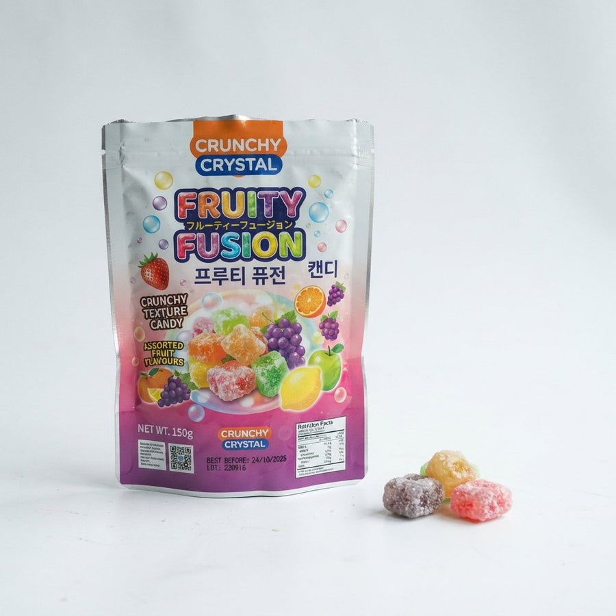Crunchy Crystal Candy Fruity Fusion — front of pack at Exotic Snaxx Chicago