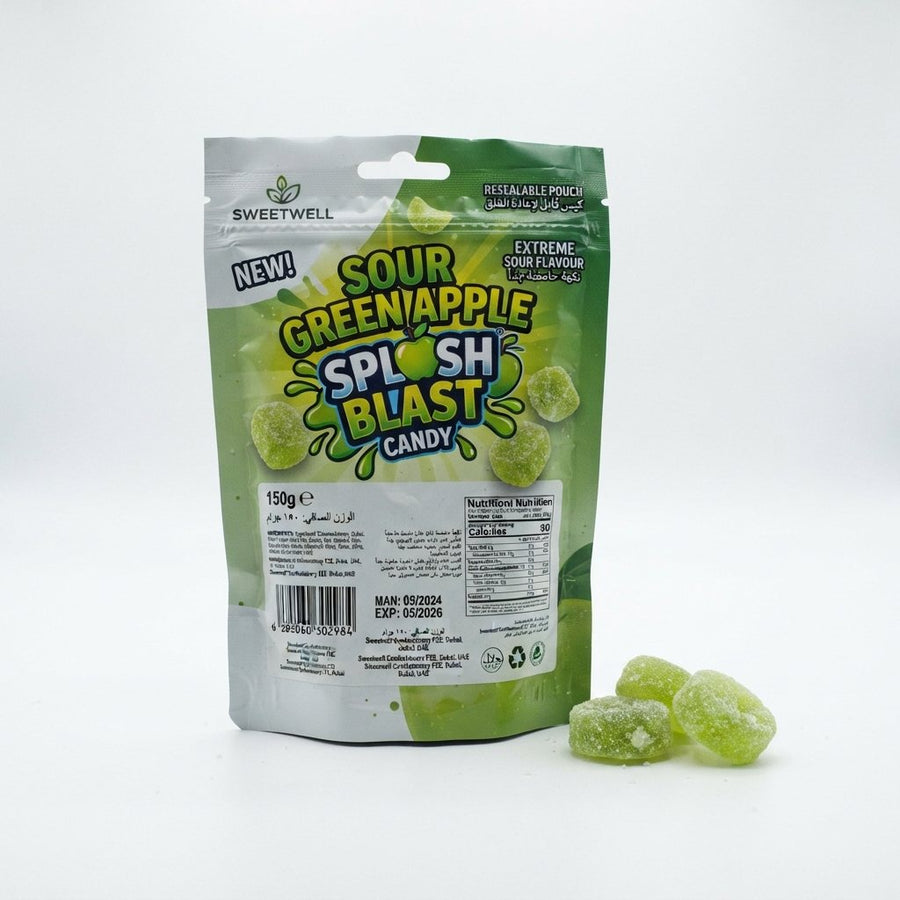 Sour Green Apple Splash Blast Candy — front of pack at Exotic Snaxx Chicago
