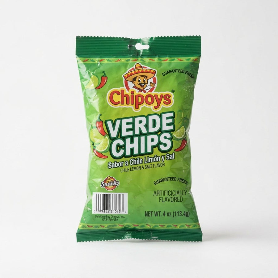 Chipoys Verde Chips — front of pack at Exotic Snaxx Chicago