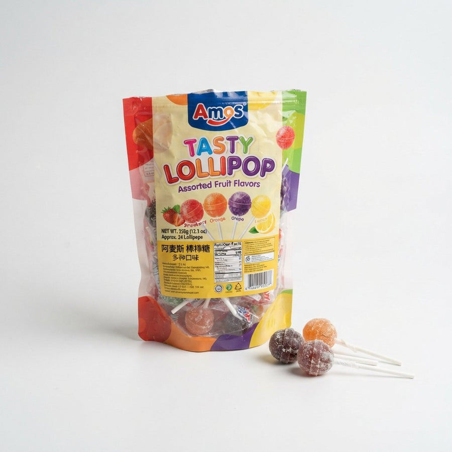 Amos Tasty Lollipop — front of pack at Exotic Snaxx Chicago