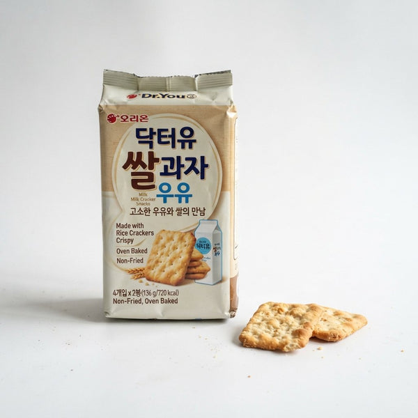 Korean Milk Cracker Snacks, Made with Rice Crackers Crispy, Oven Baked, Non-Fried