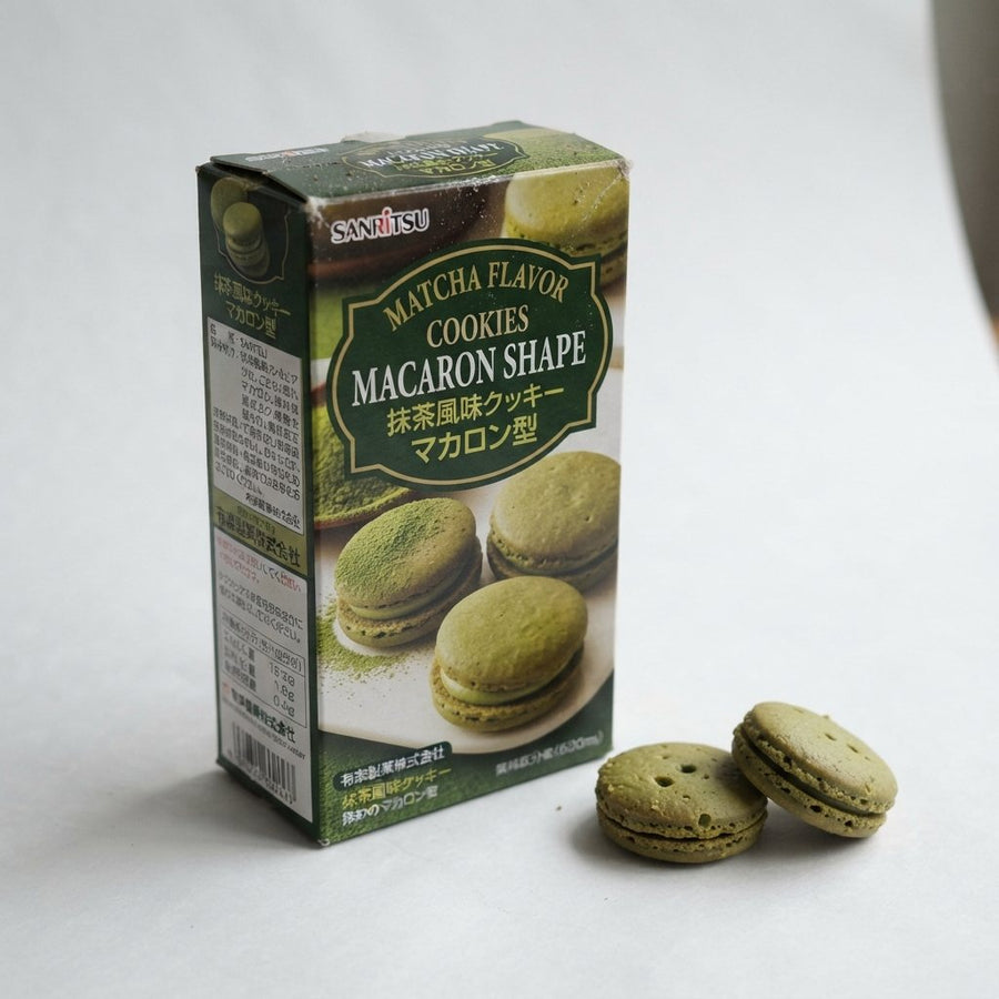 Matcha Flavor Cookies Macaron shape — front of pack at Exotic Snaxx Chicago