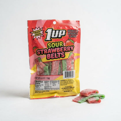 1up Sour Strawberry Belts — Candy & Gummies at Exotic Snaxx Chicago