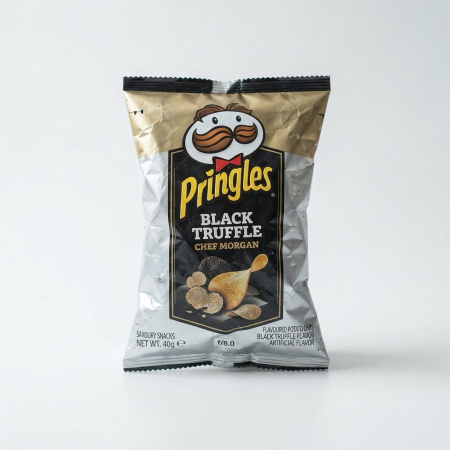 Pringles Black Truffle Chef Morgan — front of pack at Exotic Snaxx Chicago