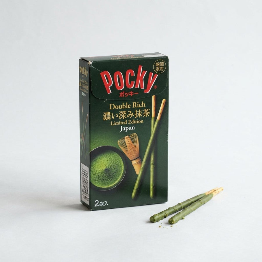 Pocky Double Rich Matcha (Japan – Limited Edition) — front of pack at Exotic Snaxx Chicago