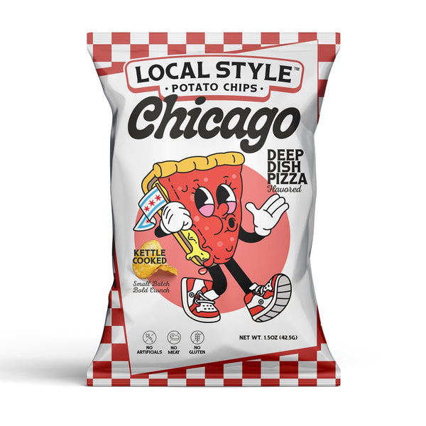 Local Style Chicago Deep Dish Pizza flavored potato chips bag