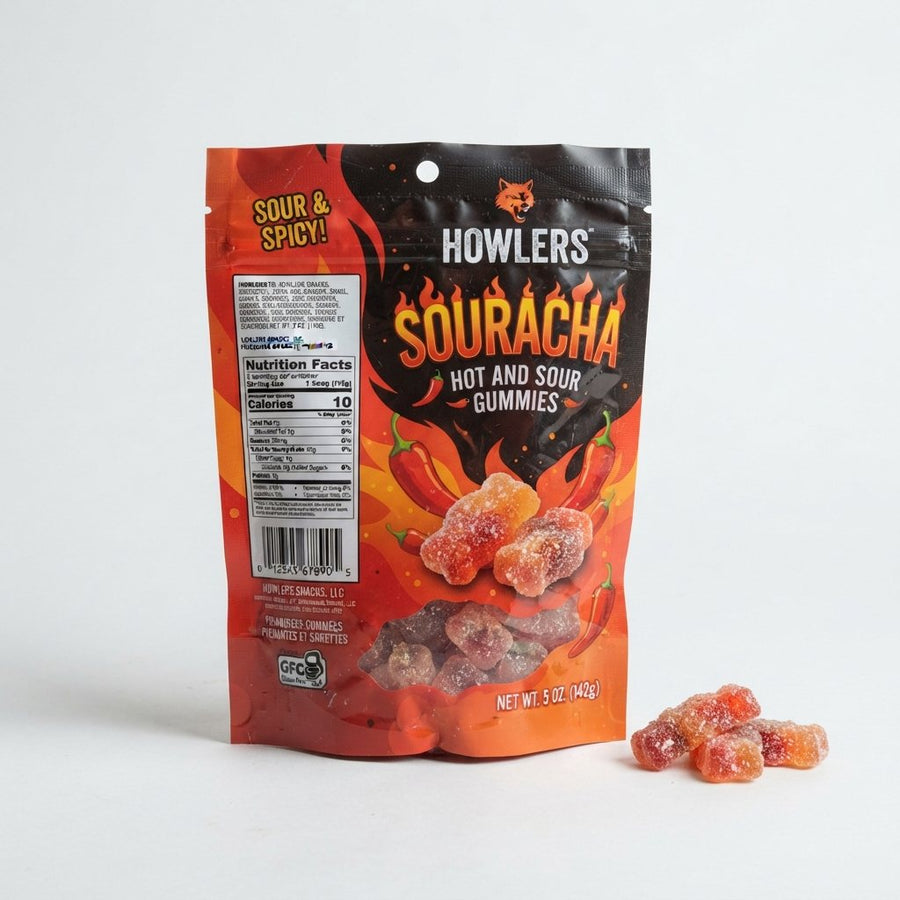 Howlers Souracha Hot And Sour — front of pack at Exotic Snaxx Chicago