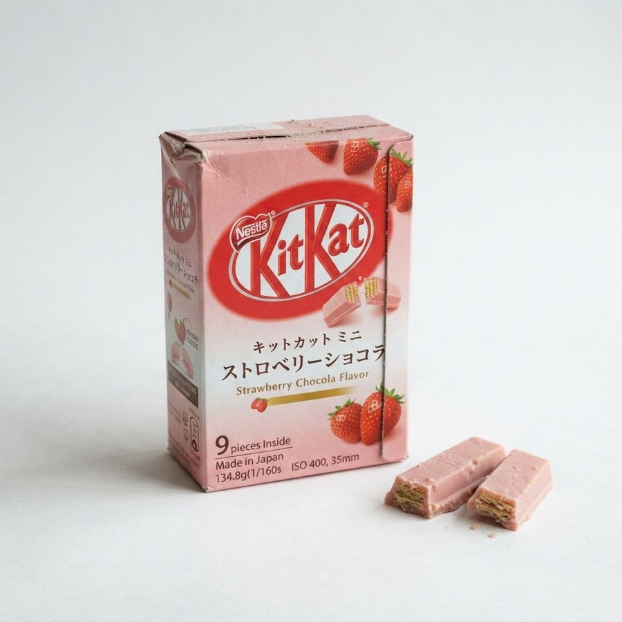KitKat Strawberry Chocola Flavor 9 pieces Inside | Made in Japan | Japanese Kitkat — front of pack at Exotic Snaxx Chicago
