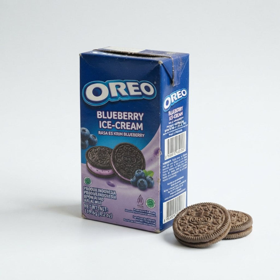 Oreo Blueberry Ice-Cream Product of Indonesia — front of pack at Exotic Snaxx Chicago