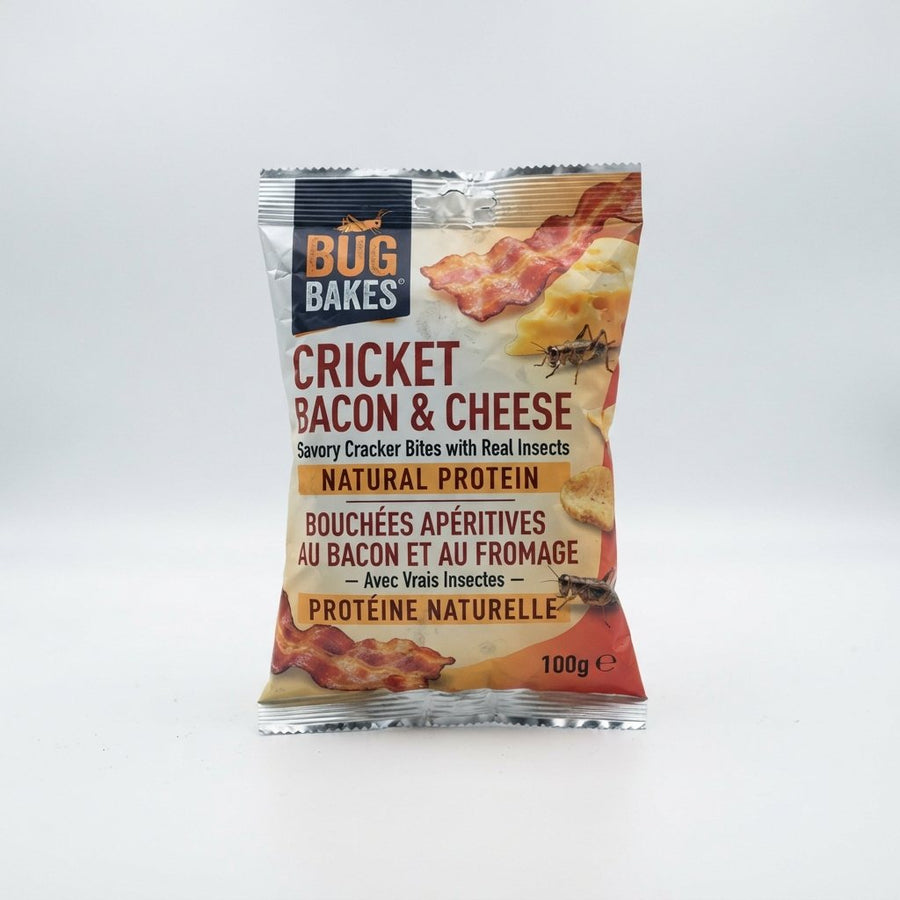Cricket Bacon & Cheese — front of pack at Exotic Snaxx Chicago