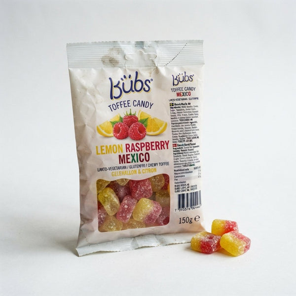 Swedish Bubs Toffee Candy Lemon Raspberry Mexico