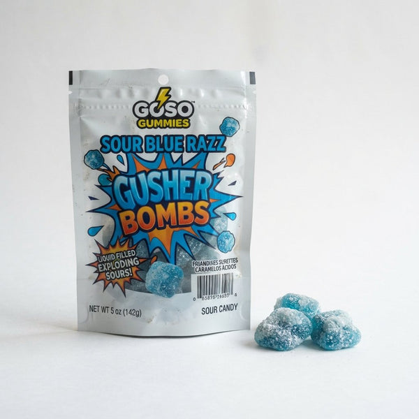 Goso Gummies Sour Blue Razz Gusher Bombs
