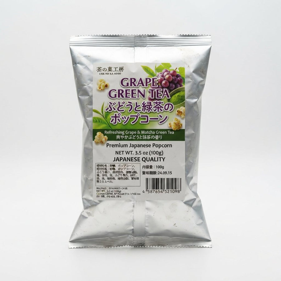 Grape Green Tea Popcorn — front of pack at Exotic Snaxx Chicago