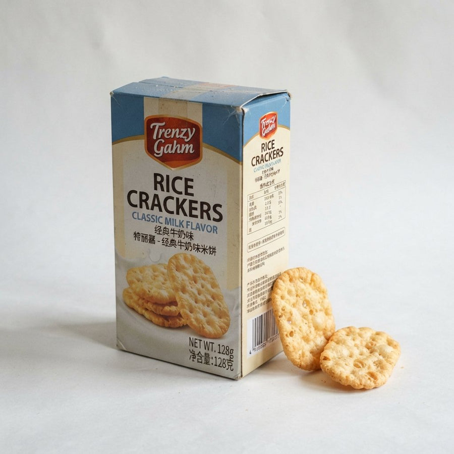 Trenzy Gahm Rice Crackers, Classic Milk Flavor — front of pack at Exotic Snaxx Chicago