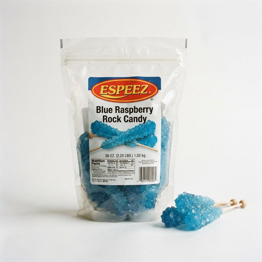 Espeez Blue Raspberry Rock Candy 36oz — front of pack at Exotic Snaxx Chicago