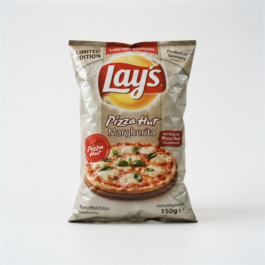 Lays Pizza Hut Margherit Product of Germany LIMITED EDITION — front of pack at Exotic Snaxx Chicago