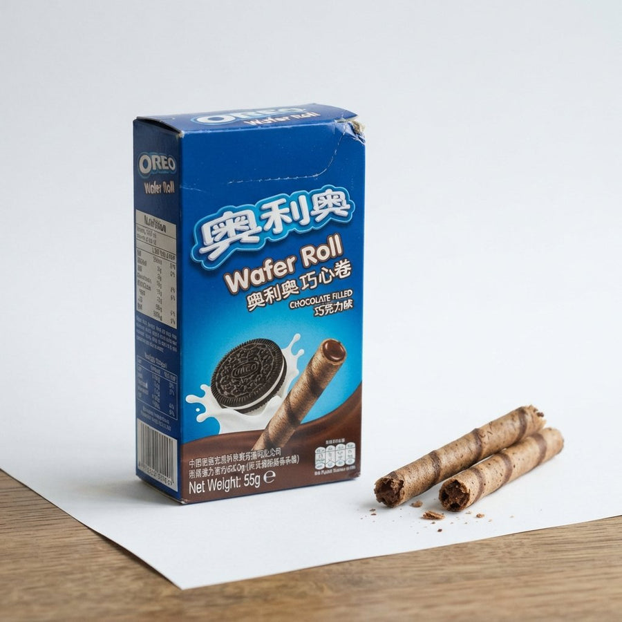Oreo Wafer Roll Chocolate filled — front of pack at Exotic Snaxx Chicago