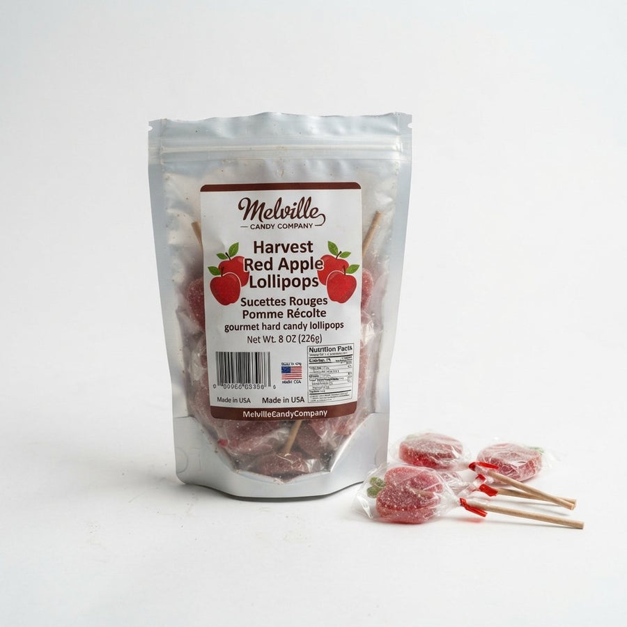 Harvest Red Apple Lollipops by Melville Candy Company — front of pack at Exotic Snaxx Chicago