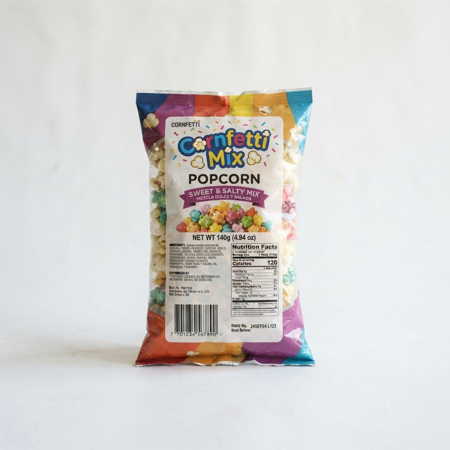 Cornfetti Mix Popcorn — front of pack at Exotic Snaxx Chicago