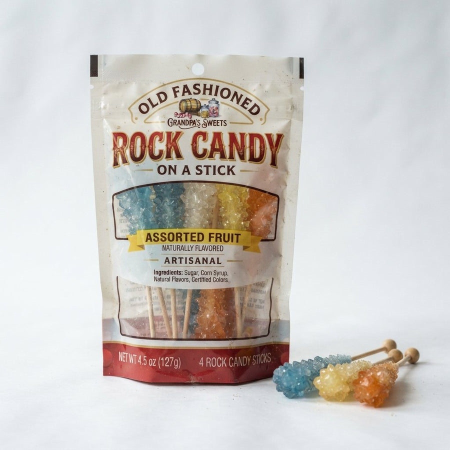 Old Fashioned Rock Candy On a Stick — front of pack at Exotic Snaxx Chicago