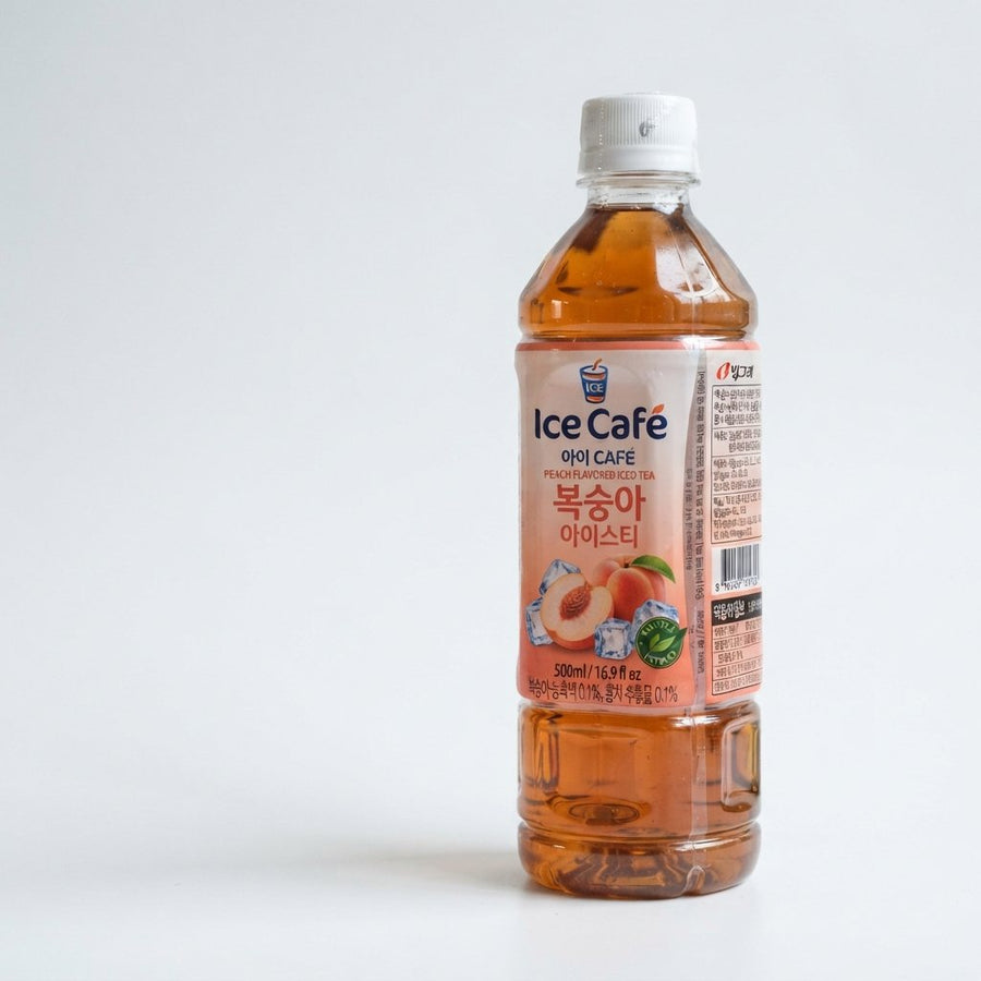 Ice Cafe Peach Flavored Iced Tea (korea) — front of pack at Exotic Snaxx Chicago